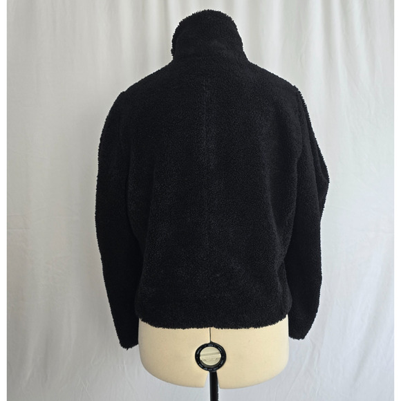 INC International Concepts Sherpa Jacket Women's L Black Wrap Button Crop NWT - Picture 2 of 14